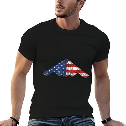 B-2 Bomber Stealth Aircraft Schematic American B2  High-quality Stitching T-Shirt