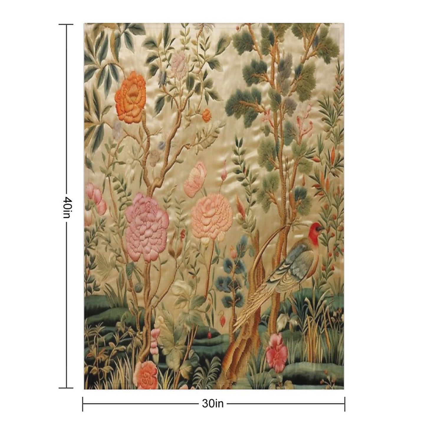 Silk Floral Birds Carpet Throw Blanket