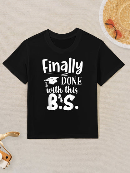 Finally Done With This BS Funny Bachelors College Graduation Kids T-Shirt