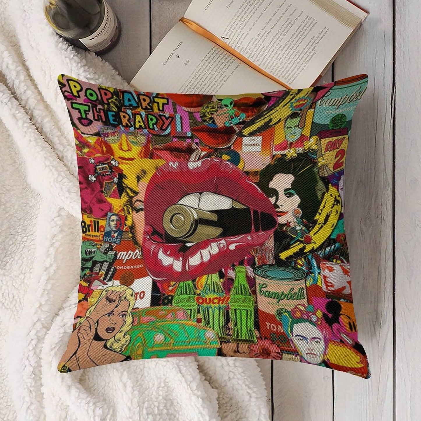 Pop Art Therapy Linen Throw Pillow Cover