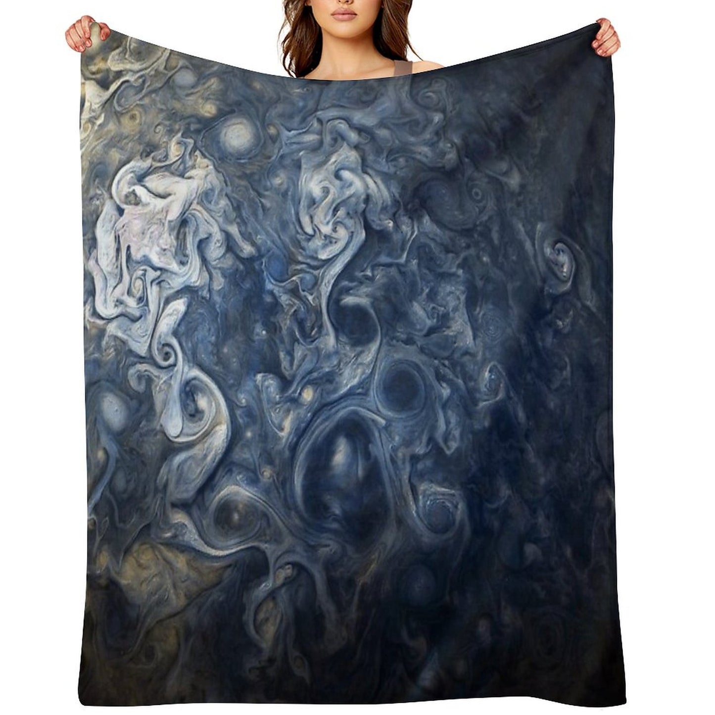 Swirling Blue Clouds of Planet Jupiter from Juno Cam Throw Blanket