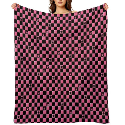 Emo Black And Pink Stars Throw Blanket