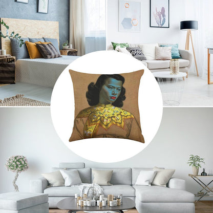 Vladimir Tretchikoff Vintage Painting, Famous Art Reproduction, Asian Fashion Illustration Linen Throw Pillow Cover