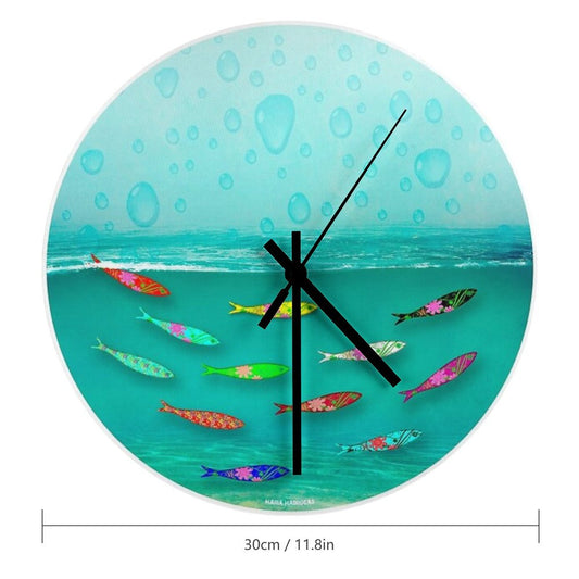058 Wall Clock Sardines in Water Wall Clock