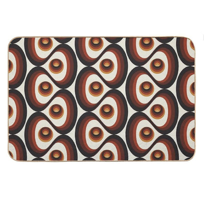 Orange, Brown, And Ivory Retro 1960s Circular Pattern Bath Mat