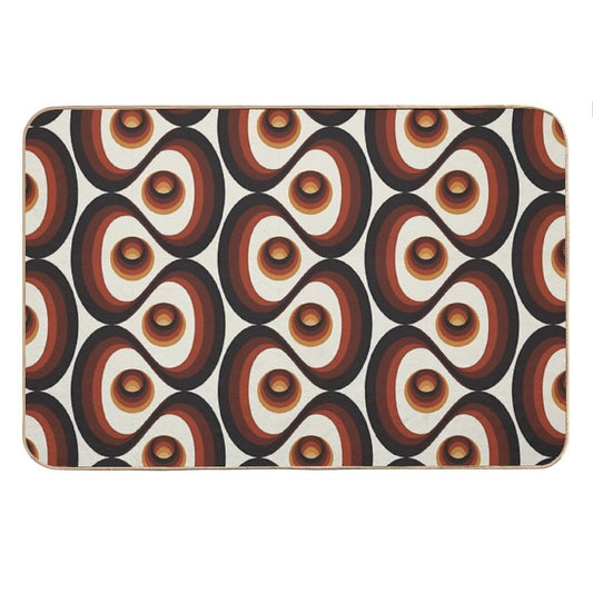 Orange, Brown, And Ivory Retro 1960s Circular Pattern Bath Mat