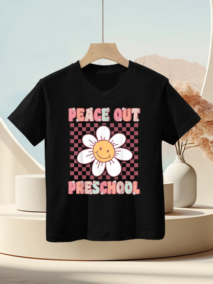 Peace Out Pre-K Cute Groovy Last Day of Preschool Graduation Kids T-Shirt