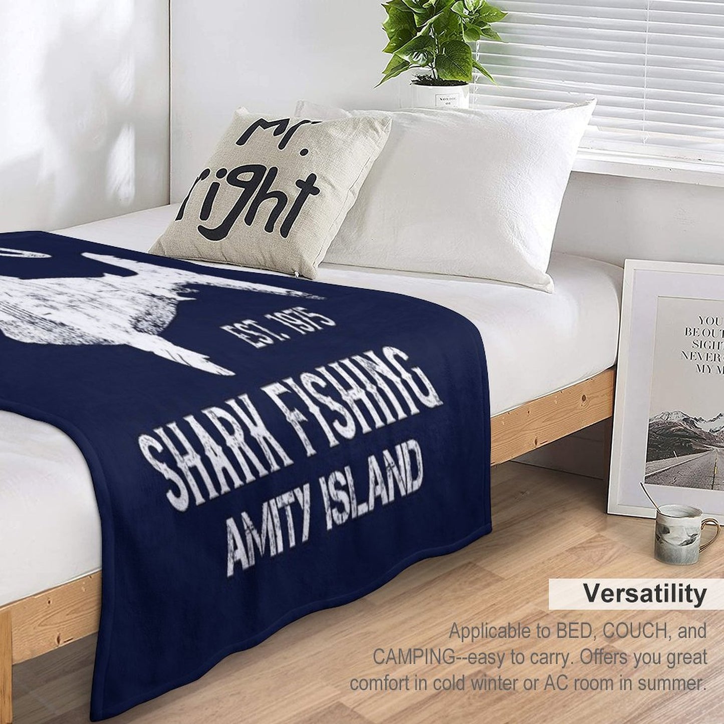 Quint's Shark Fishing - Amity Island 1975 Throw Blanket