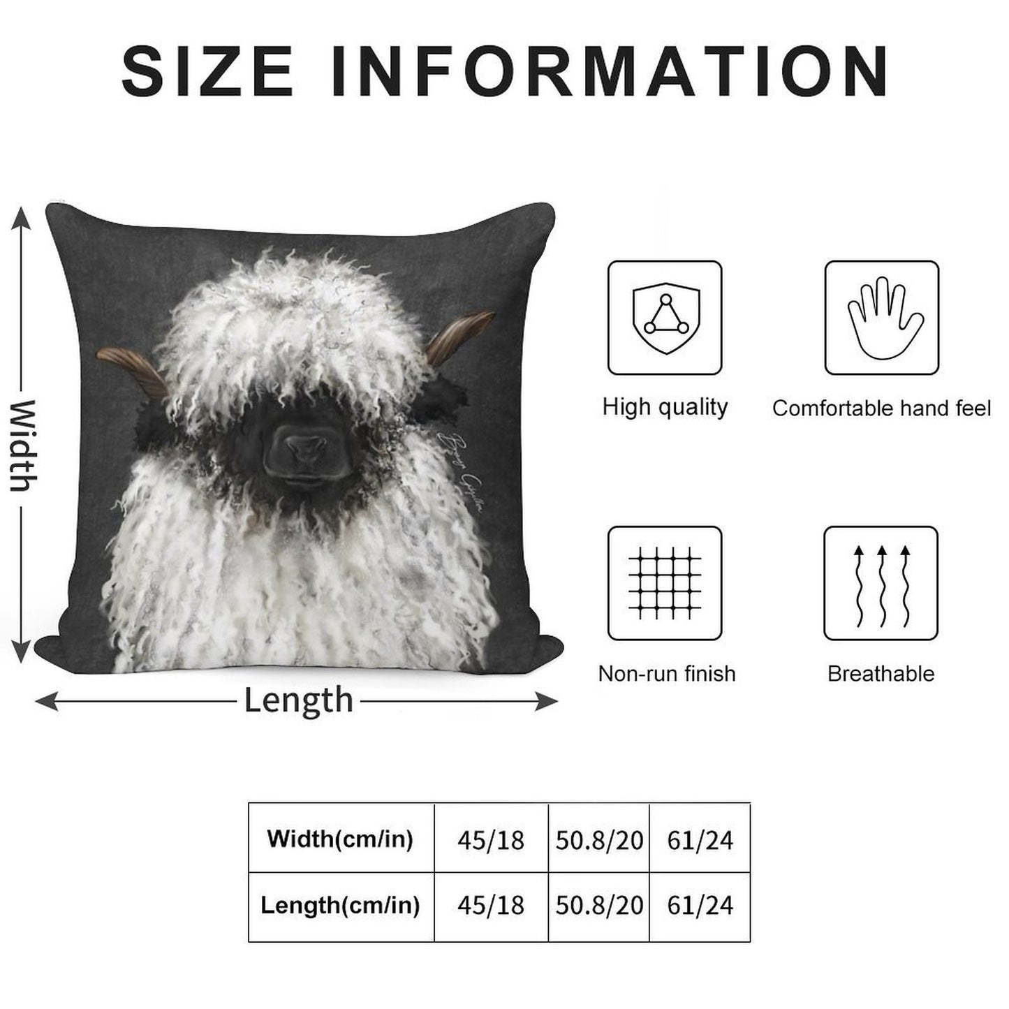 Bo Sheep. Valais Blacknose Sheep. Soft Fade-Resistant Throw Pillow