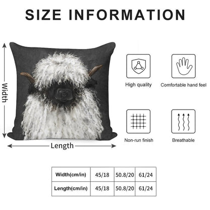 Bo Sheep. Valais Blacknose Sheep. Soft Fade-Resistant Throw Pillow