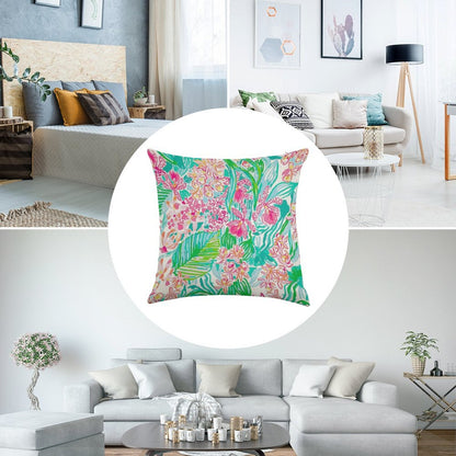 Orchid Summer Linen Throw Pillow Cover
