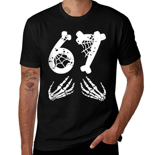 67 Skeleton Hand Halloween Six Seven Funny 67 Meme  Stretchy T-Shirt