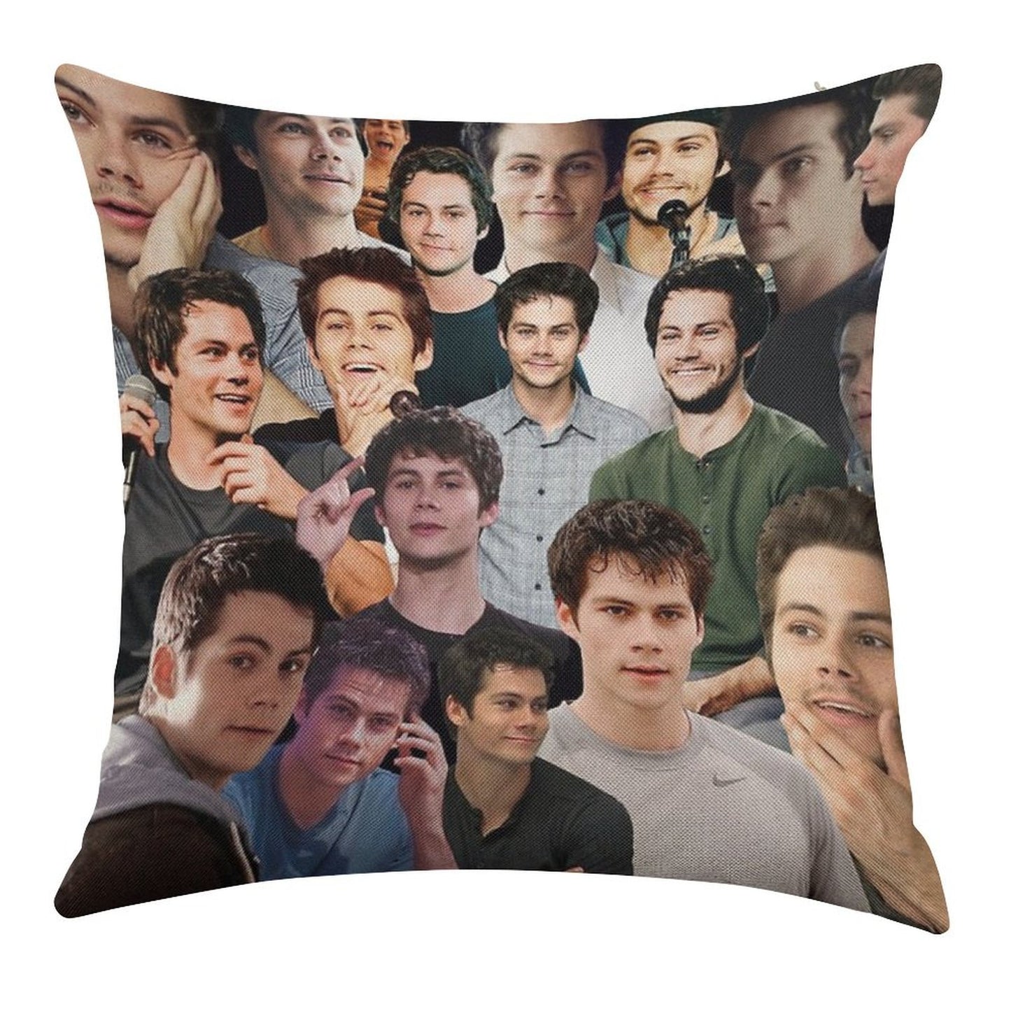 Dylan O’Brien Collage Linen Throw Pillow Cover