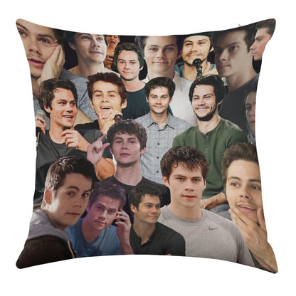 Dylan O’Brien Collage Linen Throw Pillow Cover