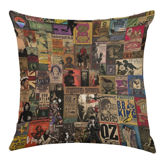 Rock N' Roll Stories II Linen Throw Pillow Cover