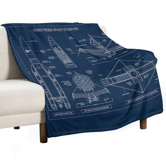 James Webb Space Telescope (Navy Blueprint) Throw Blanket