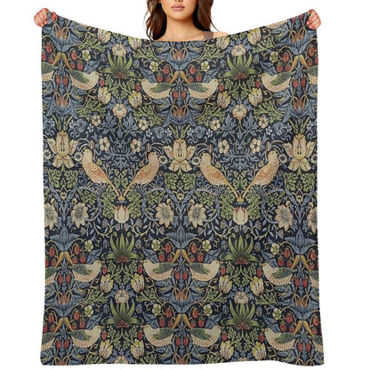 William Morris Strawberry Thief Pattern Throw Blanket