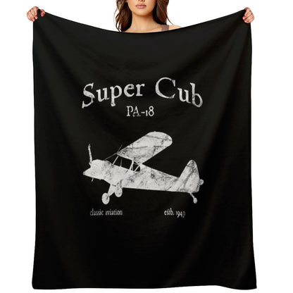 PA-18 Super Cub Airplane Classic Vintage Design Throw Blanket