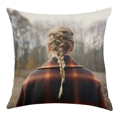 Evermore Album Cover Design Linen Throw Pillow Cover