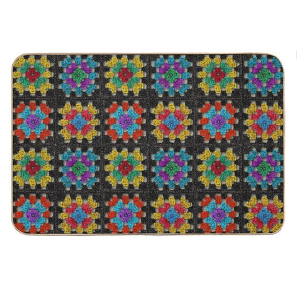 Granny Square Retro Crochet Afghan Blanket Bath Mat