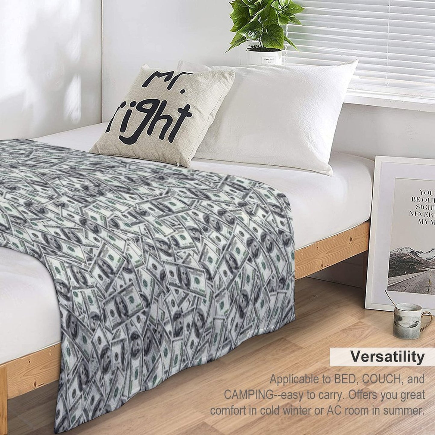 Giant Money Background 100 Dollar Bills Throw Blanket