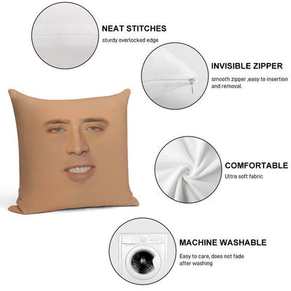 Nicolas Cage Giant Face Soft Anti-Pilling Throw Pillow
