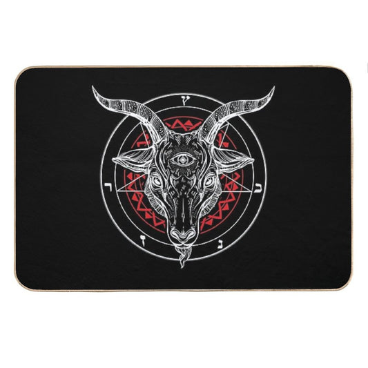 Satanic Goat Baphomet Circle Satan Symbol  Lucifer Devil Bath Mat
