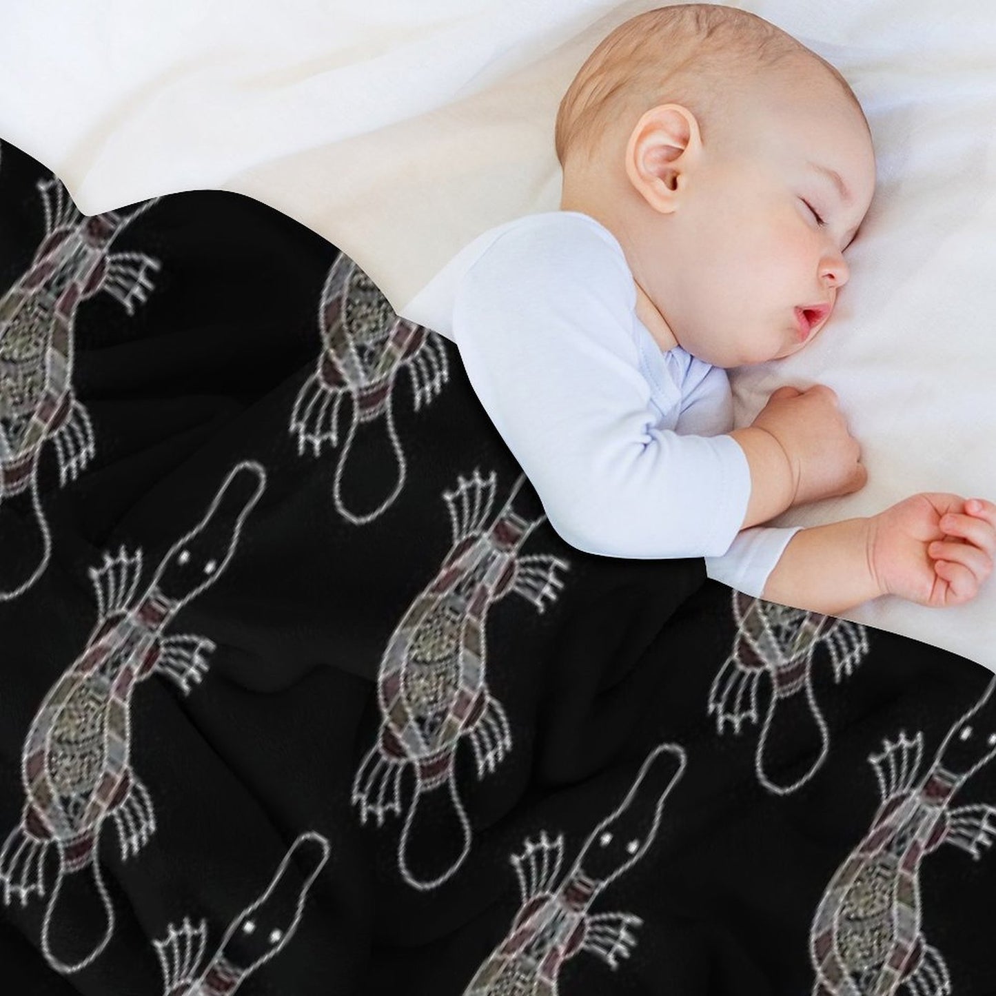 Authentic Aboriginal Art - Platypus Throw Blanket