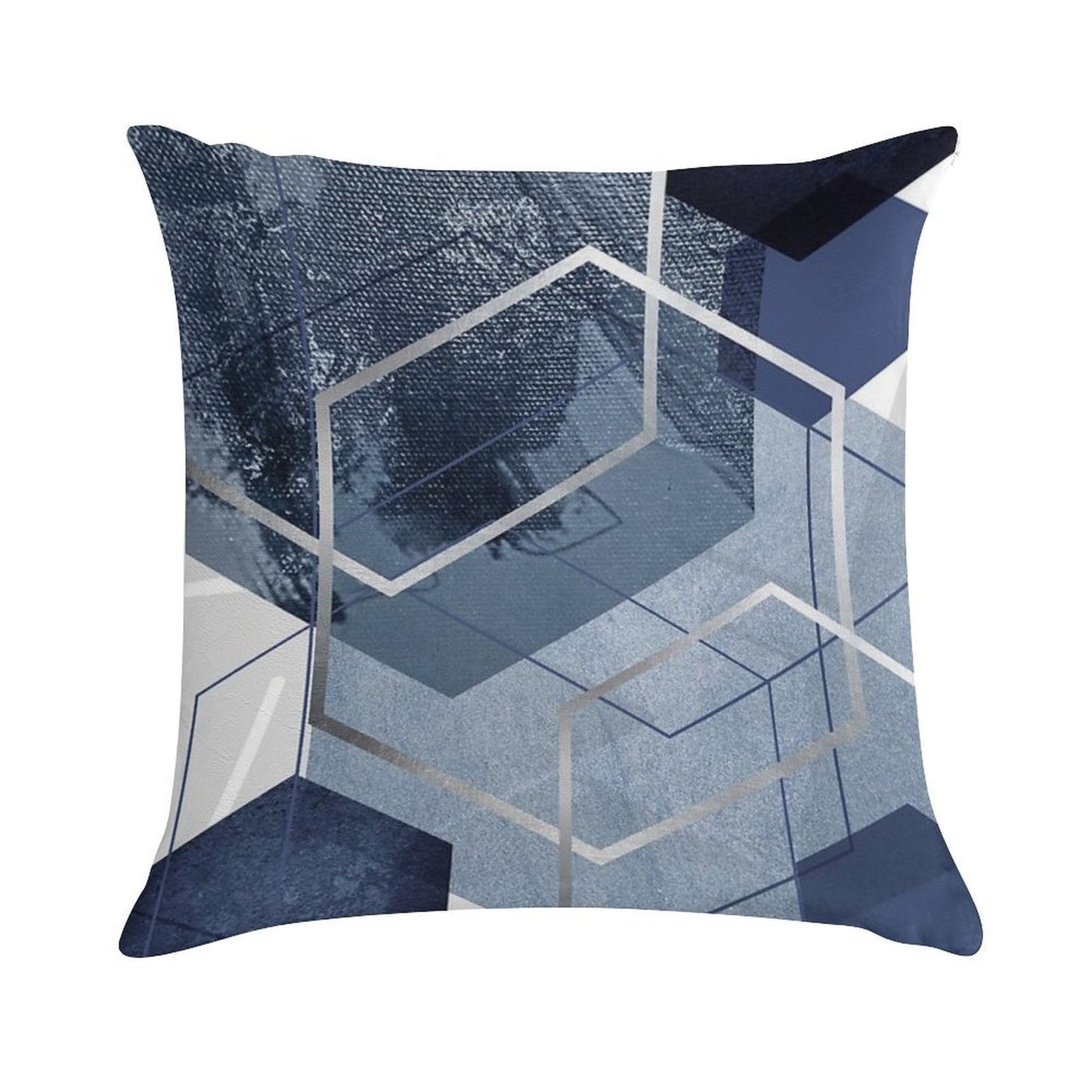Blue And Grey Geo Soft Skin-Friendly Throw Pillow