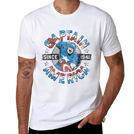 Marvel Avengers Vintage Captain America Comic Hero Since 41  Tagless Design T-Shirt