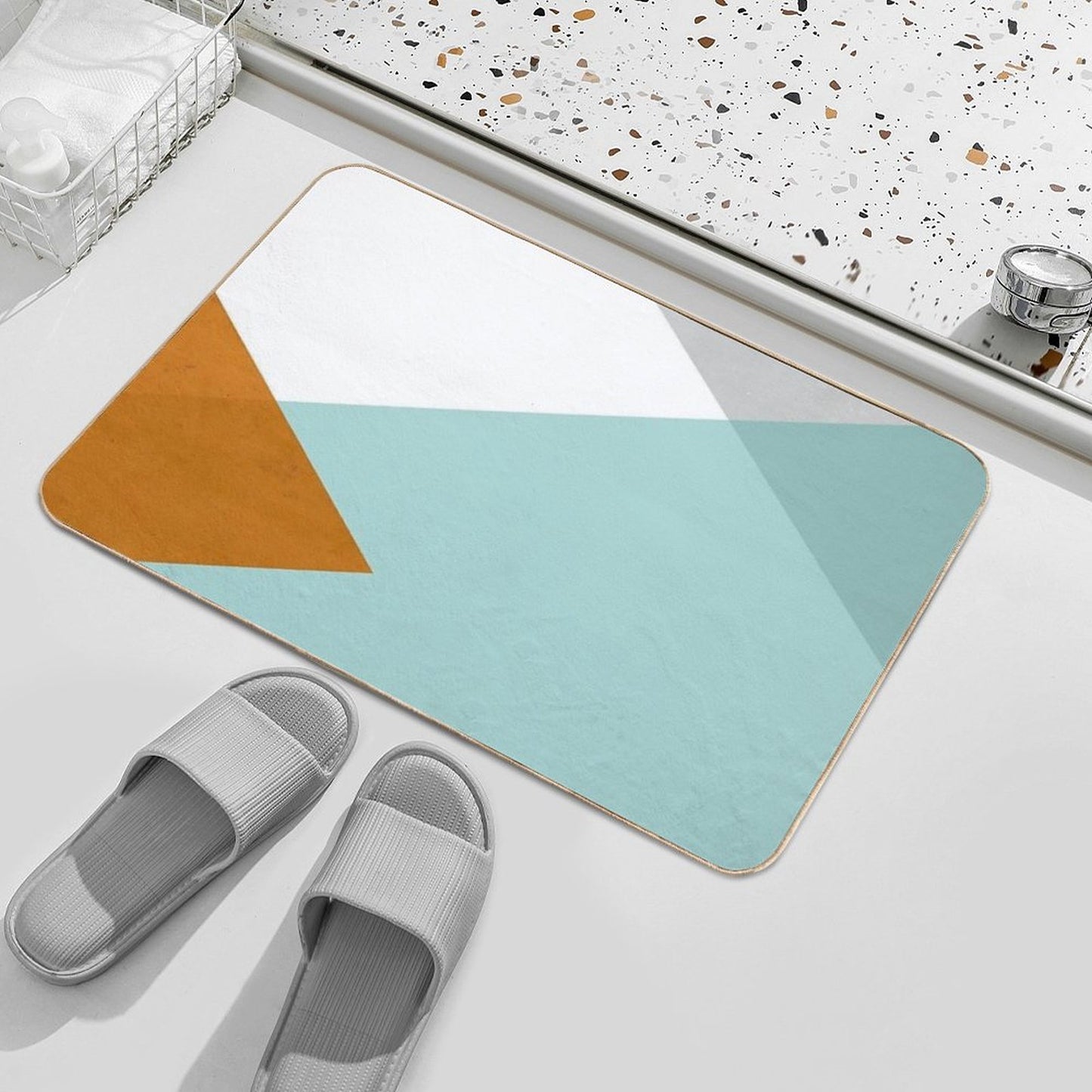 Geometrics - Aqua & Orange Concrete Bath Mat