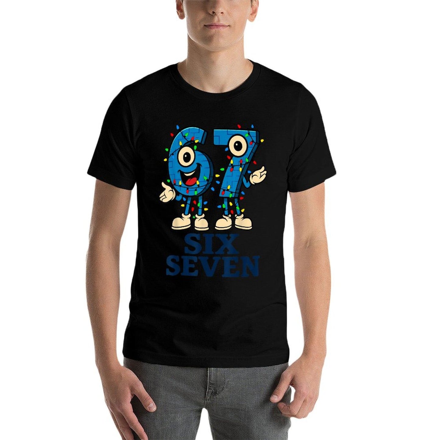 67 Six Seven 6-7 Christmas Lights - Funny Brainrot Kids Meme  Classic T-Shirt