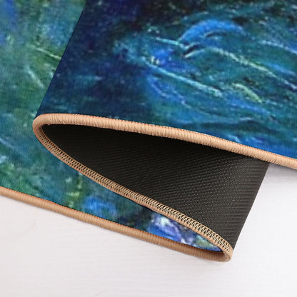 Water Lilies Monet Deep Blue  Repositionable Bath Mat