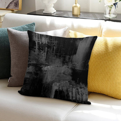 Black Gray Abstract Soft Luxury Feel Throw Pillow