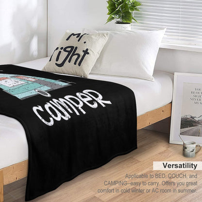 Happy Camper Retro Trailer RV Caravan Camping Throw Blanket