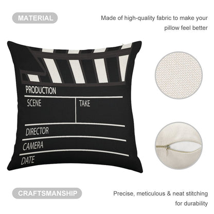 Clapper Board Linen Throw Pillow Cover