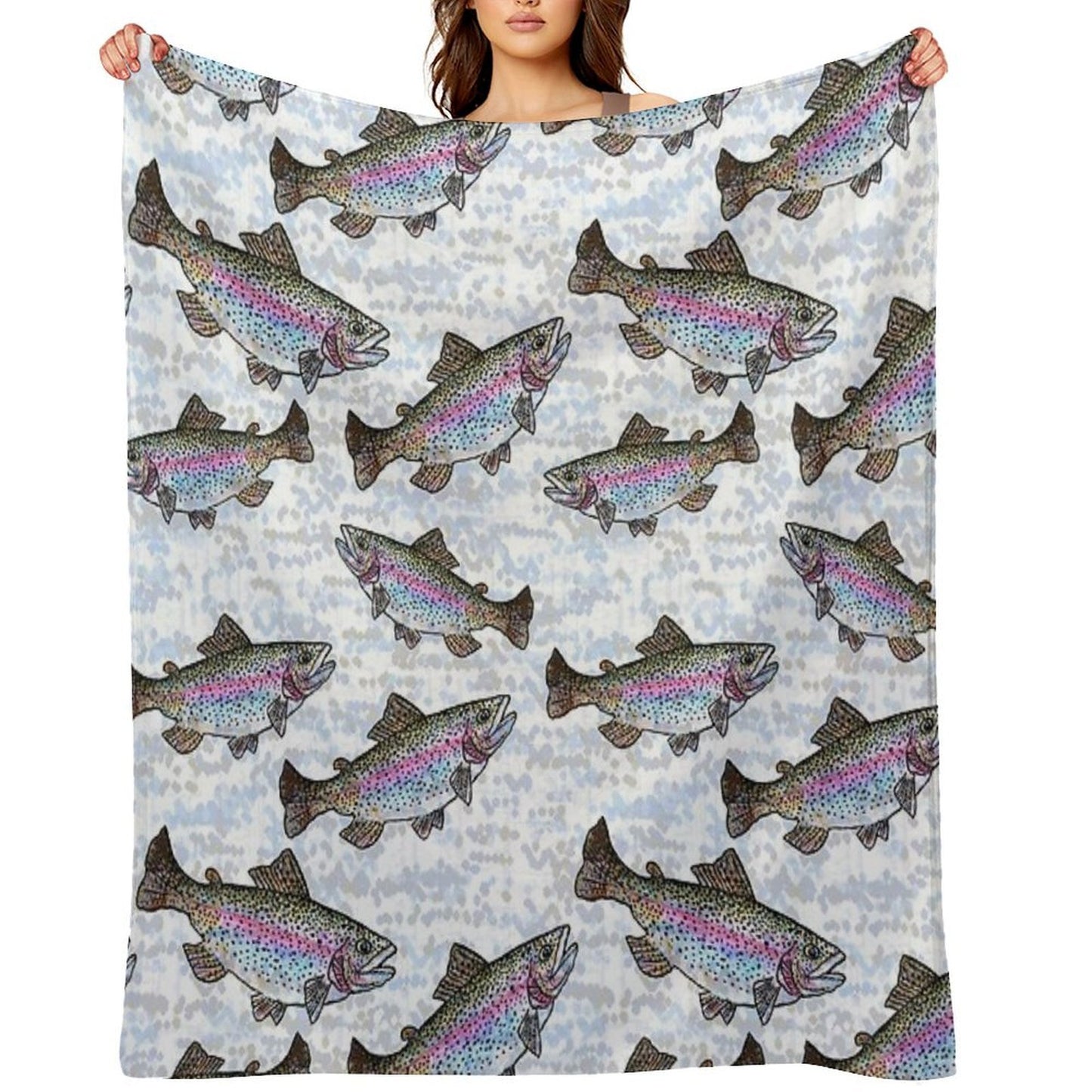 Rainbow Trout Fish Pattern Throw Blanket