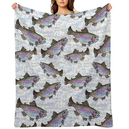 Rainbow Trout Fish Pattern Throw Blanket