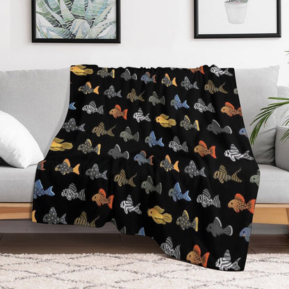Pleco! - Black Throw Blanket