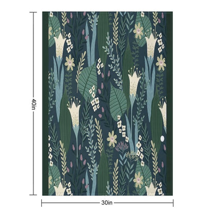 Wonderful Mid-Century Style Evening Lily And Wildflower Pattern Throw Blanket