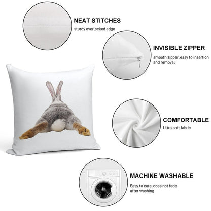 Cute Bunny Rabbit Tail Butt Image Picture Soft Bedroom Essential Throw Pillow