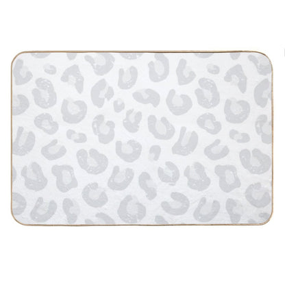 Leopard Print - Silver Gray And White Bath Mat