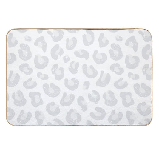 Leopard Print - Silver Gray And White Bath Mat