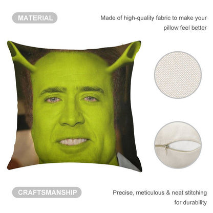 Nicolas CageShrek Linen Throw Pillow Cover