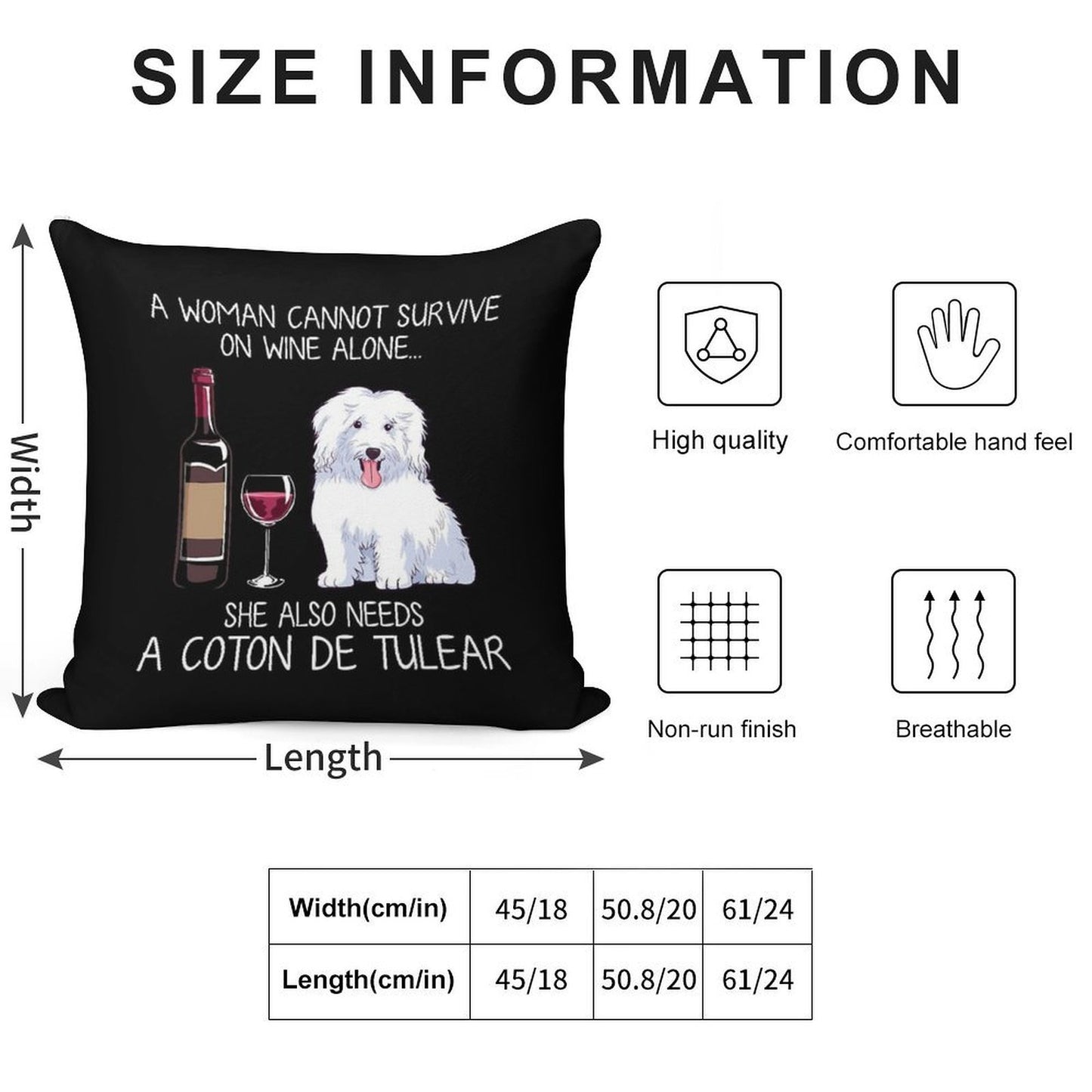 Coton De Tulear And Wine Funny Dog Soft Multiple Sizes Throw Pillow