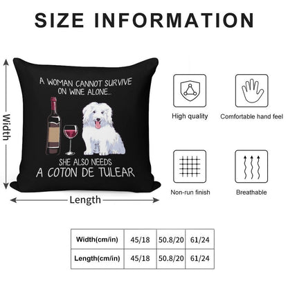 Coton De Tulear And Wine Funny Dog Soft Multiple Sizes Throw Pillow