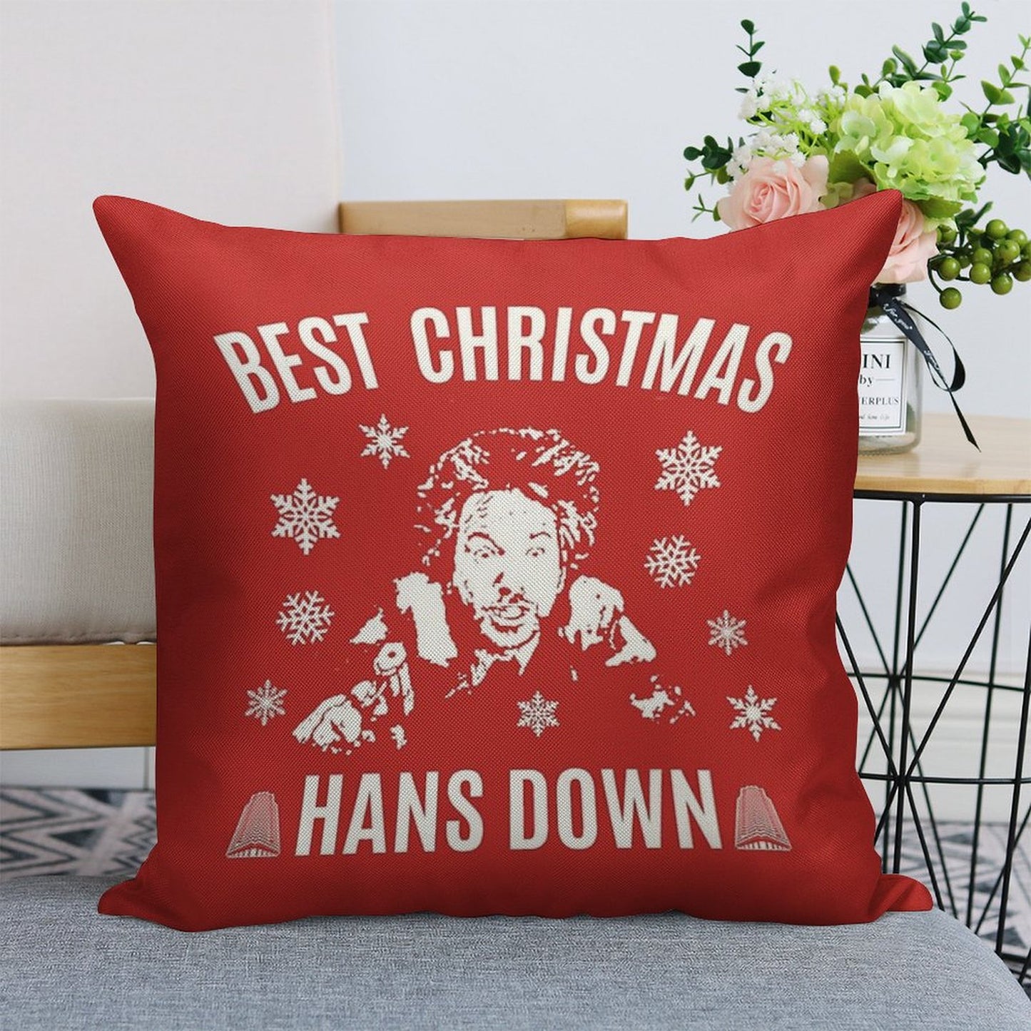 Die Hard Best Christmas Hans Down Linen Throw Pillow Cover