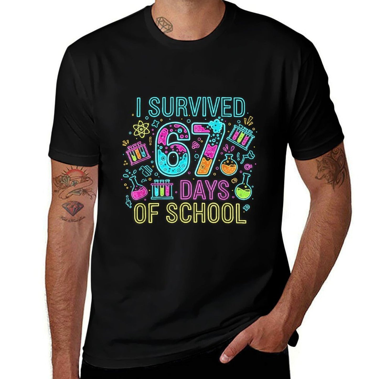 I Survived 67 Days of School Funny 67 Meme Science Teacher  Breathable T-Shirt