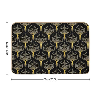 Vintage Hollywood Elegant Golden And Black Art Deco Bath Mat