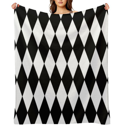 Black White Harlequin Throw Blanket